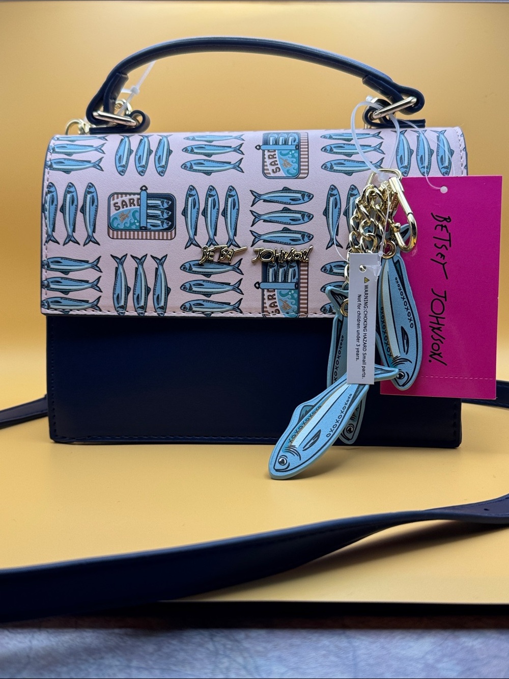 Betsey Johnson Sardine Print Top-Handle OR Crossbody including EXTRA SARDINES !!